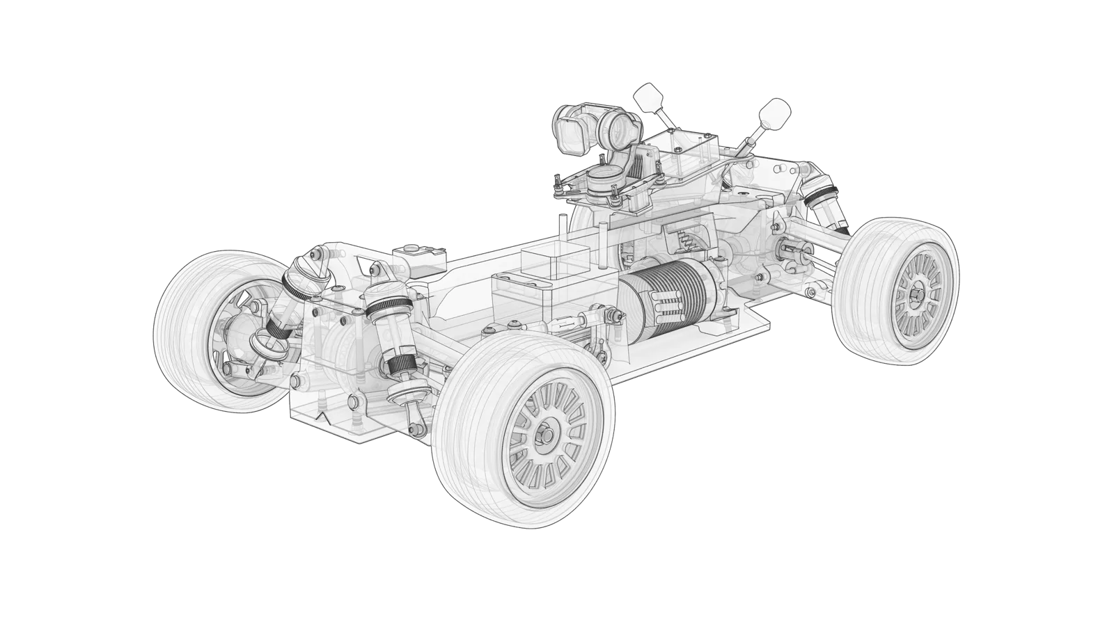 WR1 V2 3D printed all-wheel-drive RC rally car chassis